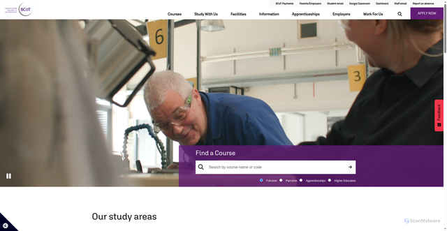 Security scan screenshot of https://www.bcot.ac.uk/