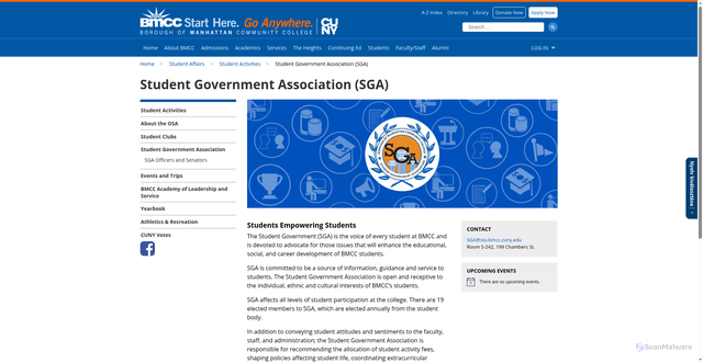Security scan screenshot of https://www.bmcc.cuny.edu/student-affairs/student-activities/sga/