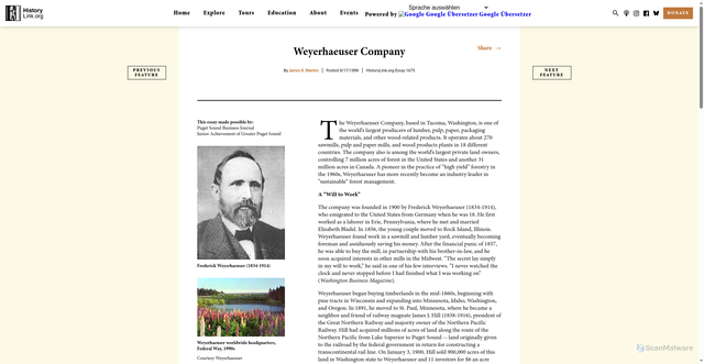 Security scan screenshot of https://www.historylink.org/file/1675
