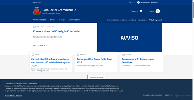Security scan screenshot of https://www.comune.grammichele.ct.it/