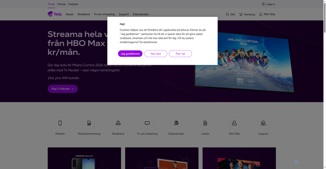 Security scan screenshot of https://telia.se