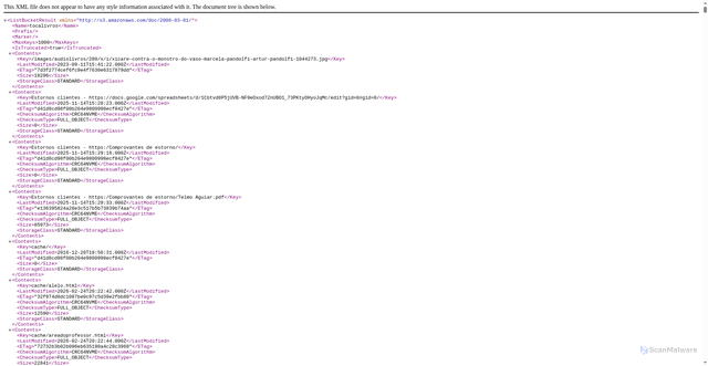 Security scan screenshot of https://tocalivros.s3.amazonaws.com