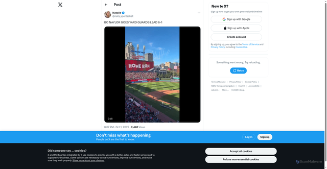 Security scan screenshot of https://x.com/nats_sportschat/status/1973479831565377928
