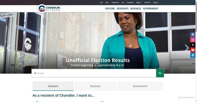 Security scan screenshot of https://www.chandleraz.gov/
