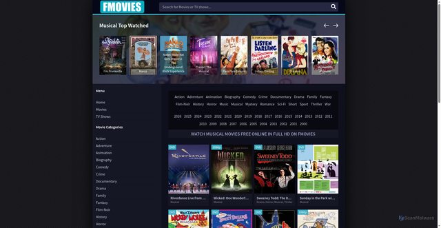 Security scan screenshot of https://fimovies.net/films/musical/