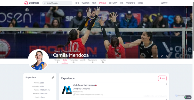 Security scan screenshot of https://women.volleybox.net/camila-mendoza-p36535/clubs
