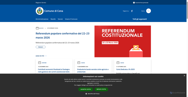 Security scan screenshot of https://www.comune.cona.ve.it/it