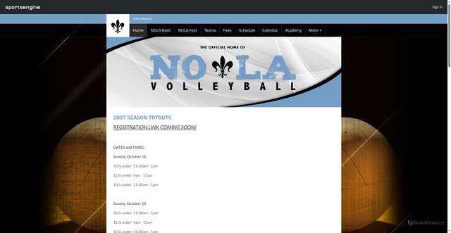 Security scan screenshot of https://www.nolavolleyball.com/