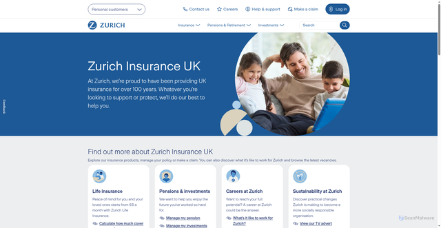 Security scan screenshot of https://www.zurich.co.uk