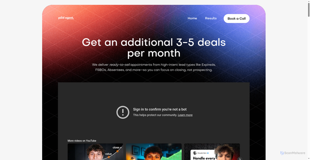 Security scan screenshot of https://thepaidagentsuccesses.com/