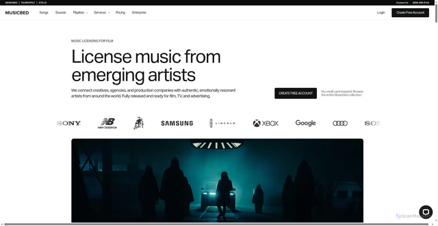Security scan screenshot of https://www.musicbed.com