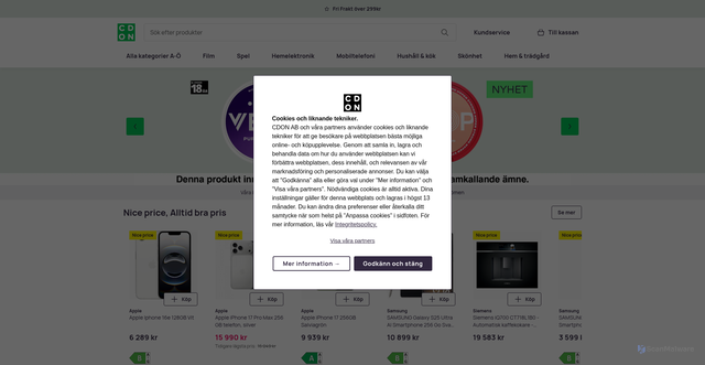 Security scan screenshot of https://cdon.se