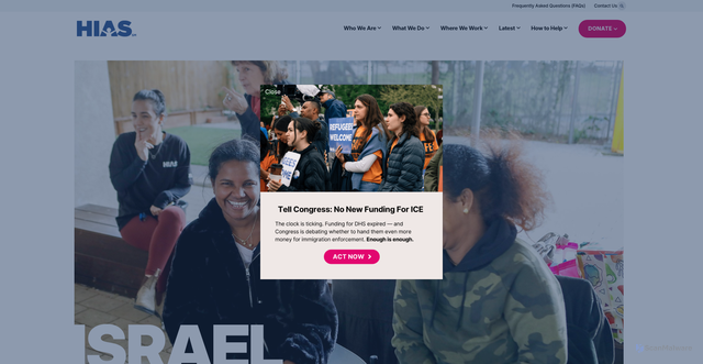 Security scan screenshot of https://hias.org/where/israel/