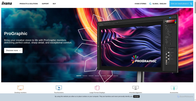 Security scan screenshot of https://iiyama.com