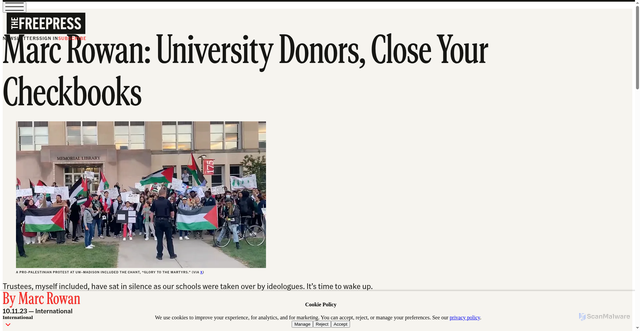 Security scan screenshot of https://www.thefp.com/p/marc-rowan-university-donors-close