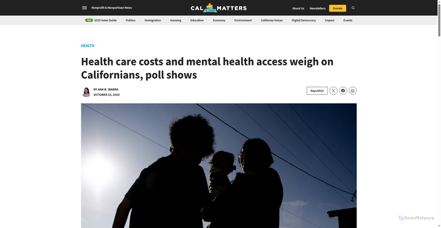 Security scan screenshot of https://calmatters.org/health/2025/10/wellness-foundation-gubernatorial-poll/