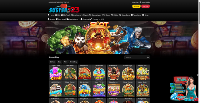 Security scan screenshot of https://suster123ndxtulus.xyz/desktop/game/slot/advantplay