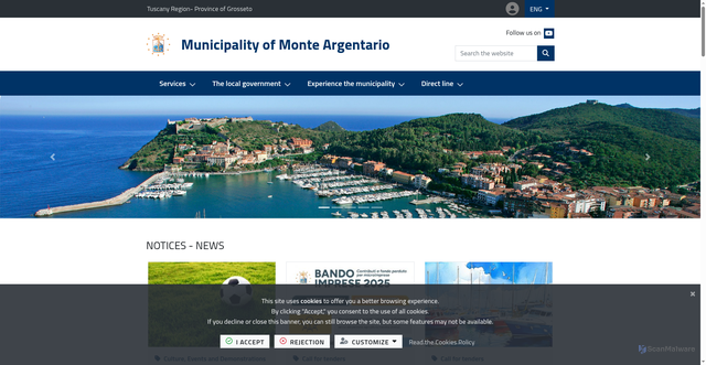 Security scan screenshot of https://www.comune.monteargentario.gr.it/it-it/home