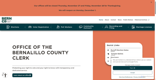 Security scan screenshot of https://www.berncoclerk.gov/