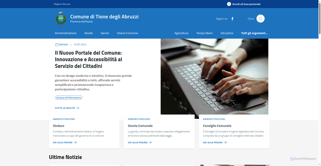 Security scan screenshot of https://comune.tionedegliabruzzi.aq.it/