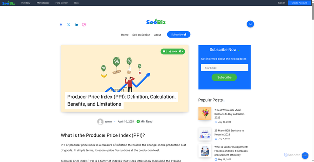 Security scan screenshot of https://www.seebiz.com/blog/producer-price-index-ppi/