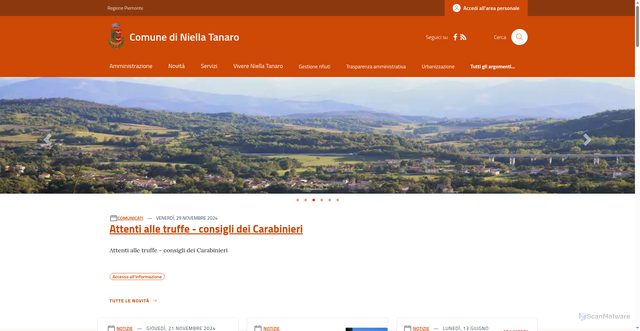 Security scan screenshot of https://www.comune.niellatanaro.cn.it/