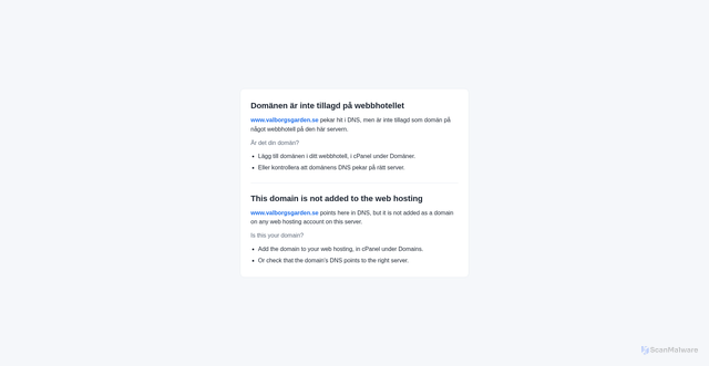 Security scan screenshot of https://www.valborgsgarden.se
