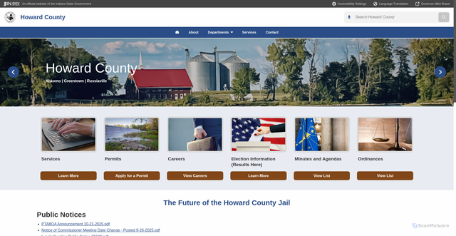 Security scan screenshot of https://www.in.gov/counties/howard/