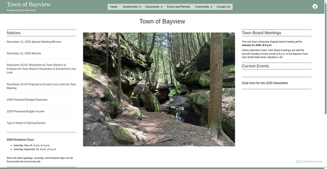 Security scan screenshot of https://townofbayviewwi.gov/