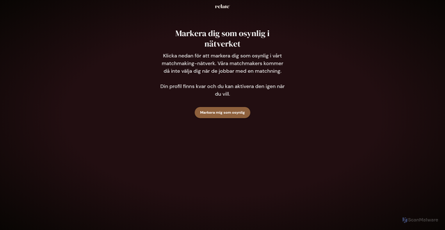 Security scan screenshot of https://app.relate-matchmaking.com/hide?token=aGVoQGhlaC5zZQ==&lang=