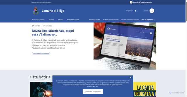 Security scan screenshot of https://comune.siligo.ss.it/
