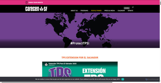 Security scan screenshot of https://carecensf.org/actions/protect-tps/