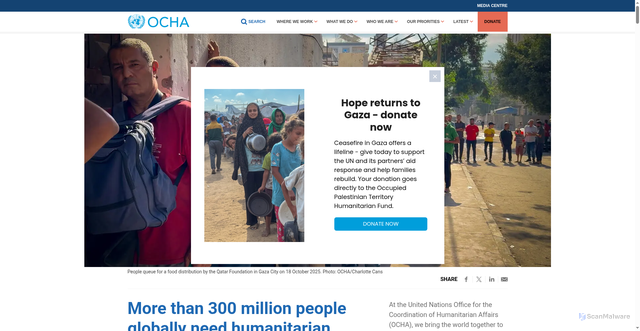 Security scan screenshot of https://www.unocha.org/