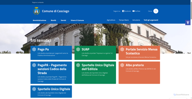 Security scan screenshot of https://comune.casciago.va.it/