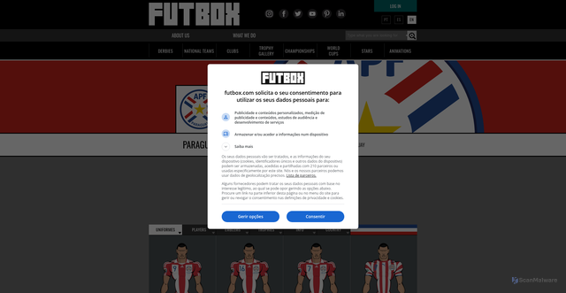 Security scan screenshot of https://www.futbox.com/en/paraguai