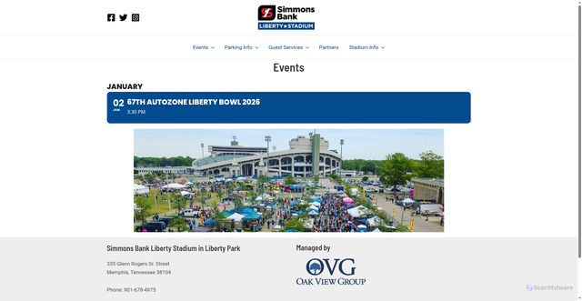 Security scan screenshot of https://www.simmonsbankstadium.com/events-directory/