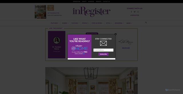 Security scan screenshot of https://www.inregister.com/homes/davis-family-home