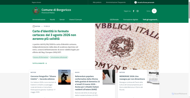 Security scan screenshot of https://www.comune.borgoricco.pd.it/