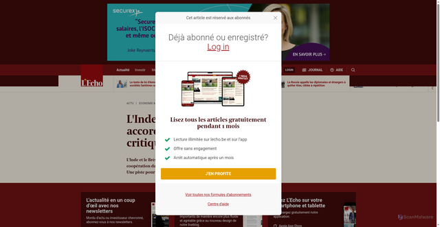 Security scan screenshot of https://www.lecho.be/economie-politique/international/amerique-latine/l-inde-et-le-bresil-signent-un-accord-sur-les-minerais-critiques-et-les-terres-rares/10649556.html