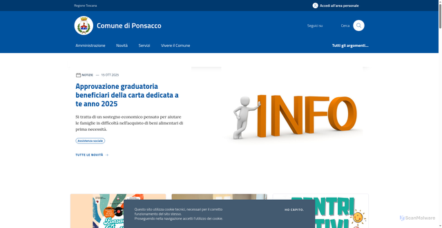 Security scan screenshot of https://www.comune.ponsacco.pi.it/