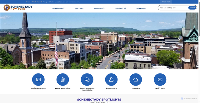 Security scan screenshot of https://cityofschenectady.gov/