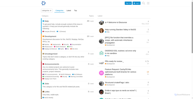 Security scan screenshot of https://discourse.nixos.org