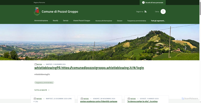 Security scan screenshot of https://www.comune.pozzolgroppo.al.it/