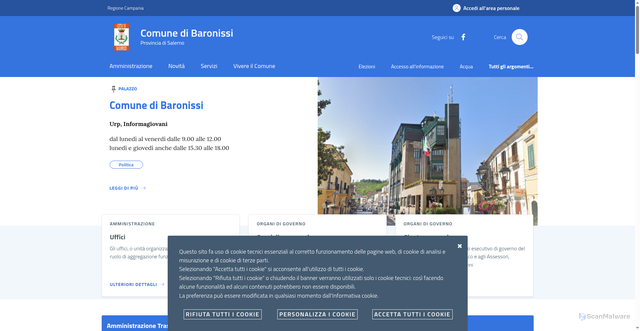 Security scan screenshot of https://www.comune.baronissi.sa.it