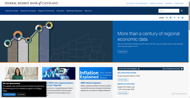 Security scan screenshot of https://www.clevelandfed.org