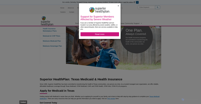 Security scan screenshot of https://superiorhealthplan.entrykeyid.com