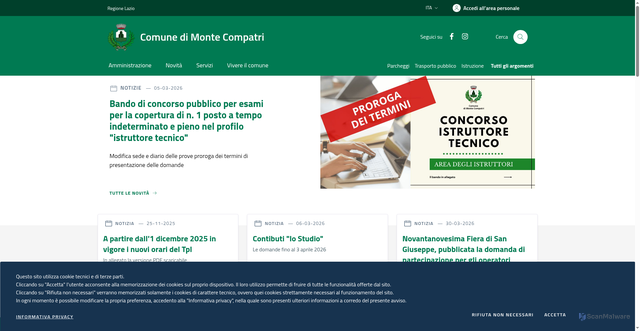 Security scan screenshot of https://www.comune.montecompatri.roma.it