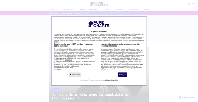 Security scan screenshot of https://www.chartsinfrance.net