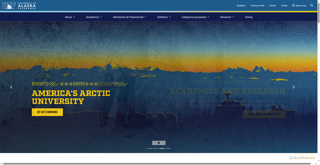 Security scan screenshot of https://uaf.edu