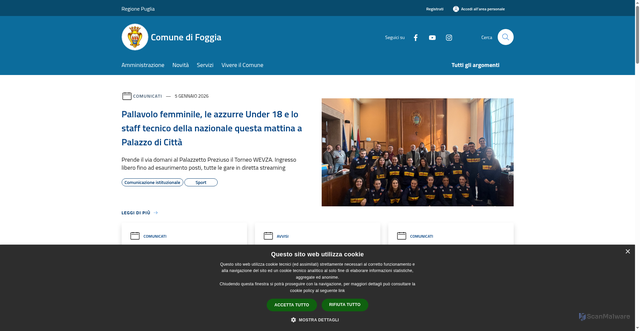 Security scan screenshot of https://www.comune.foggia.it/it